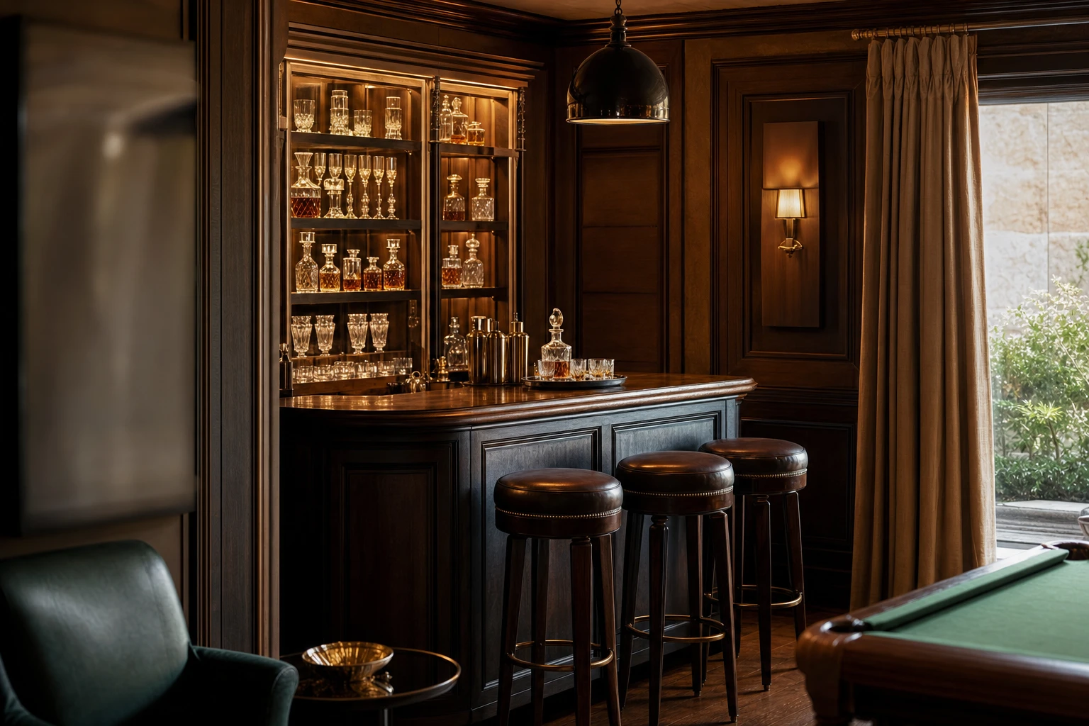 The bar in the corner of the gaming room